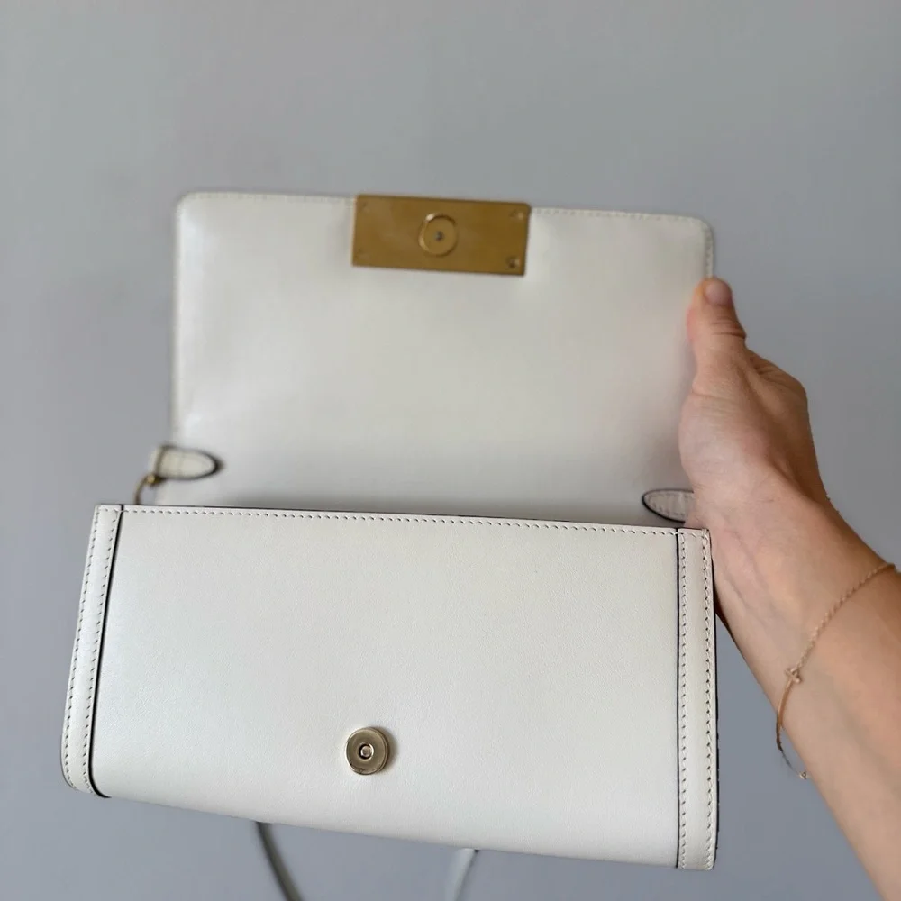 Like New JIMMY CHOO Diamond Mini Shoulder Latte Calf Leather Mini Shoulder Bag